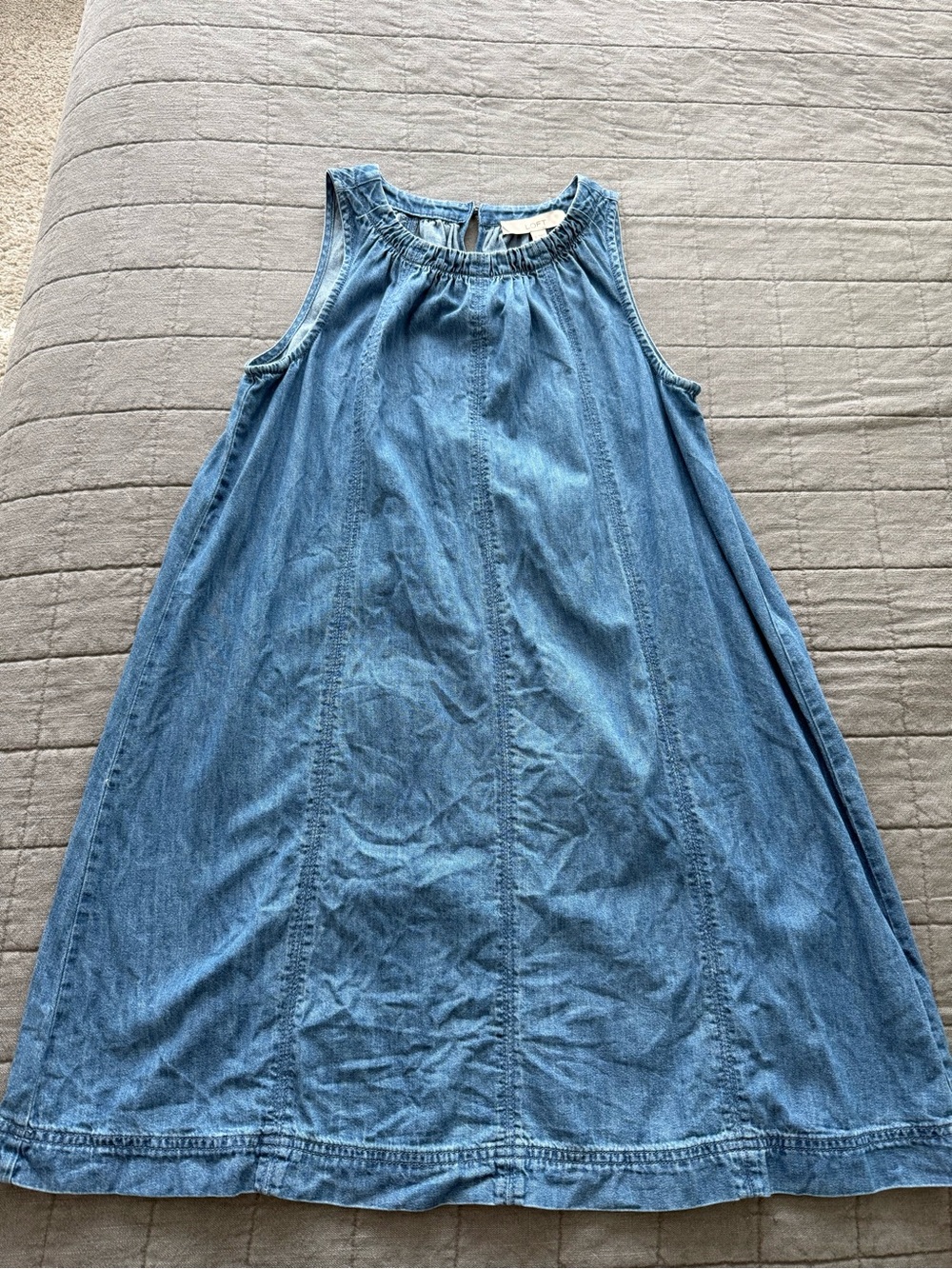 LOFT Blue Denim Sleeveless A-Line Dress
